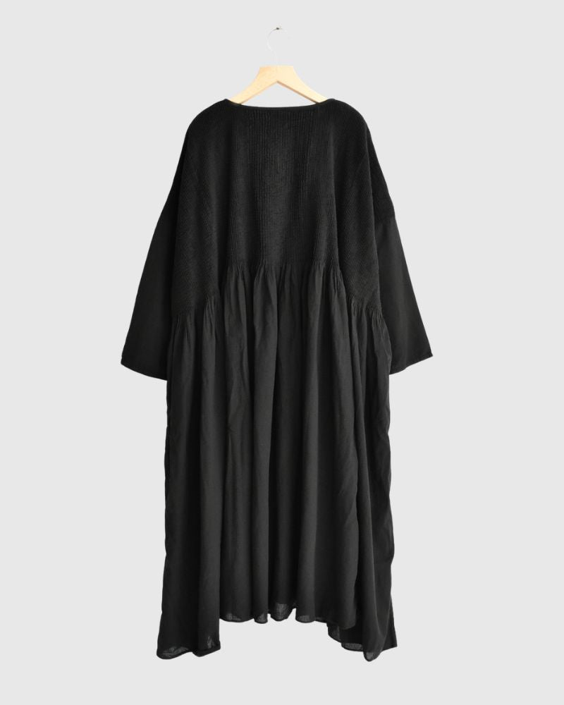 MINI PINTUCK PULLOVER DRESS Black