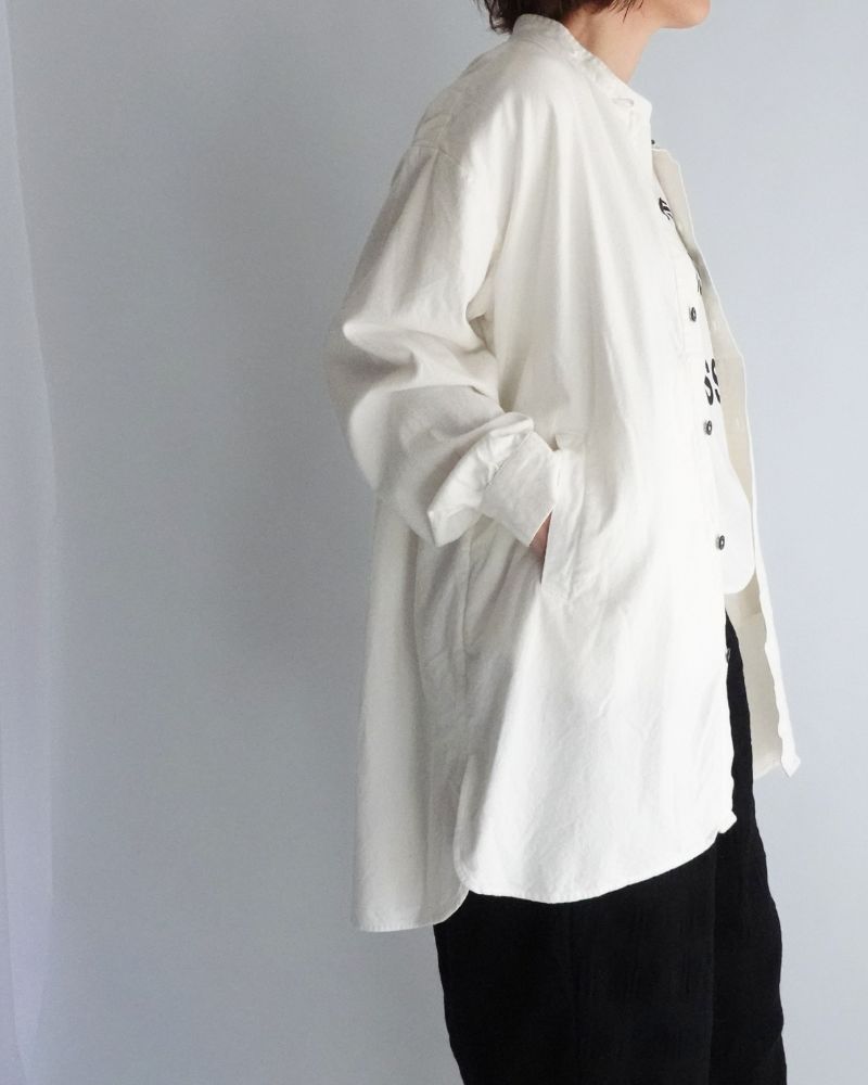STAND COLLAR SHIRT White