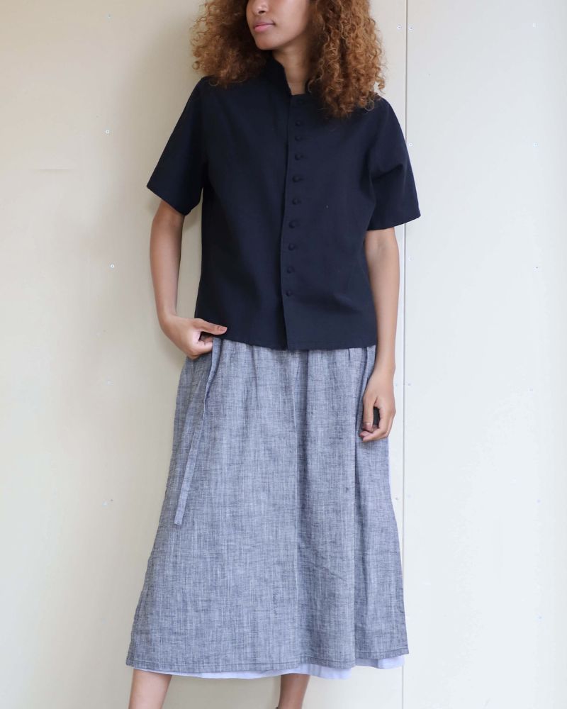 【予約】S/S 8T005 スタンドカラー半袖シャツ（3月）