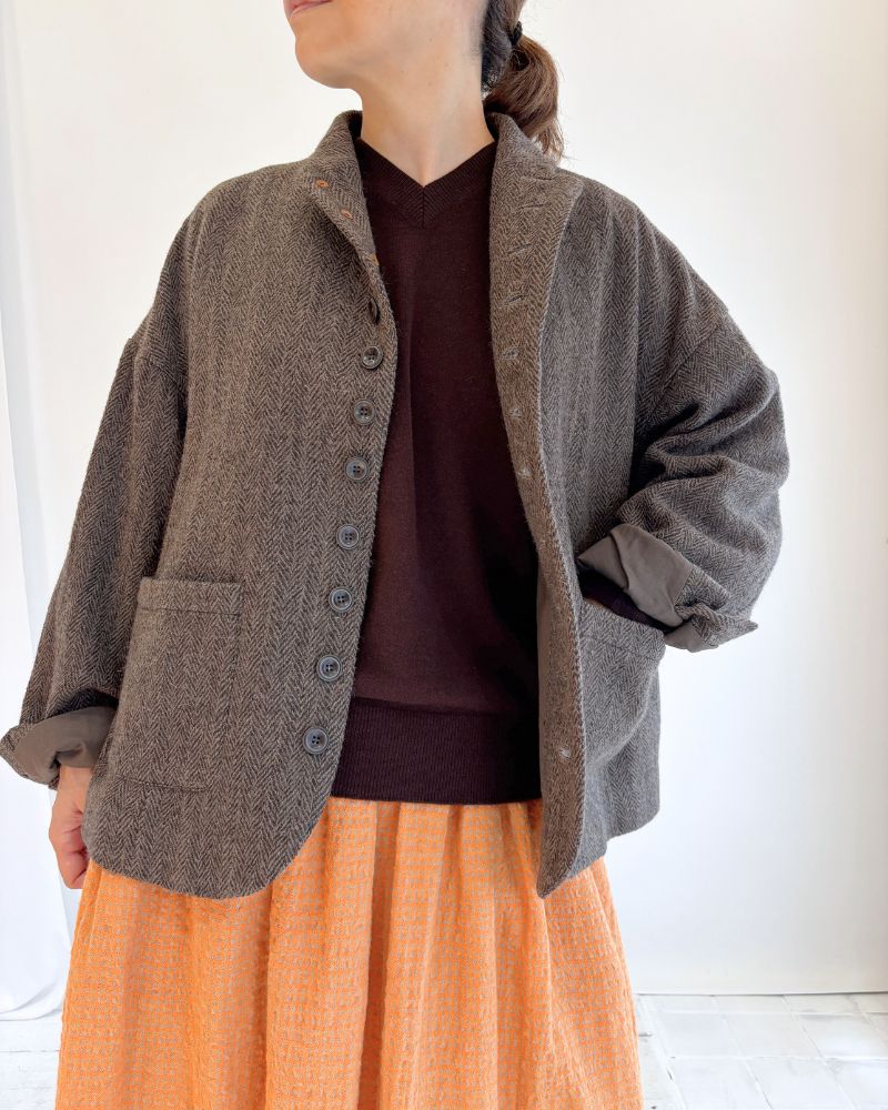 GINNY Vネックニットプルオーバー Brown