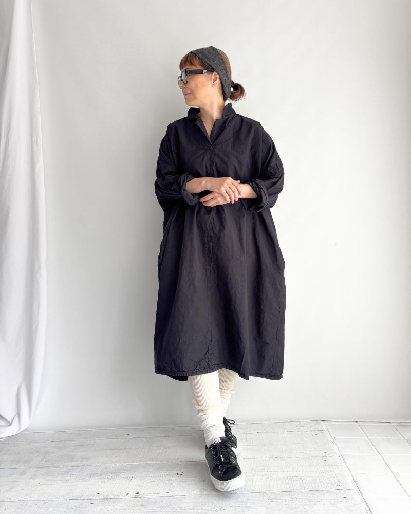 コットンワイドシルエットワンピース NavyBlack