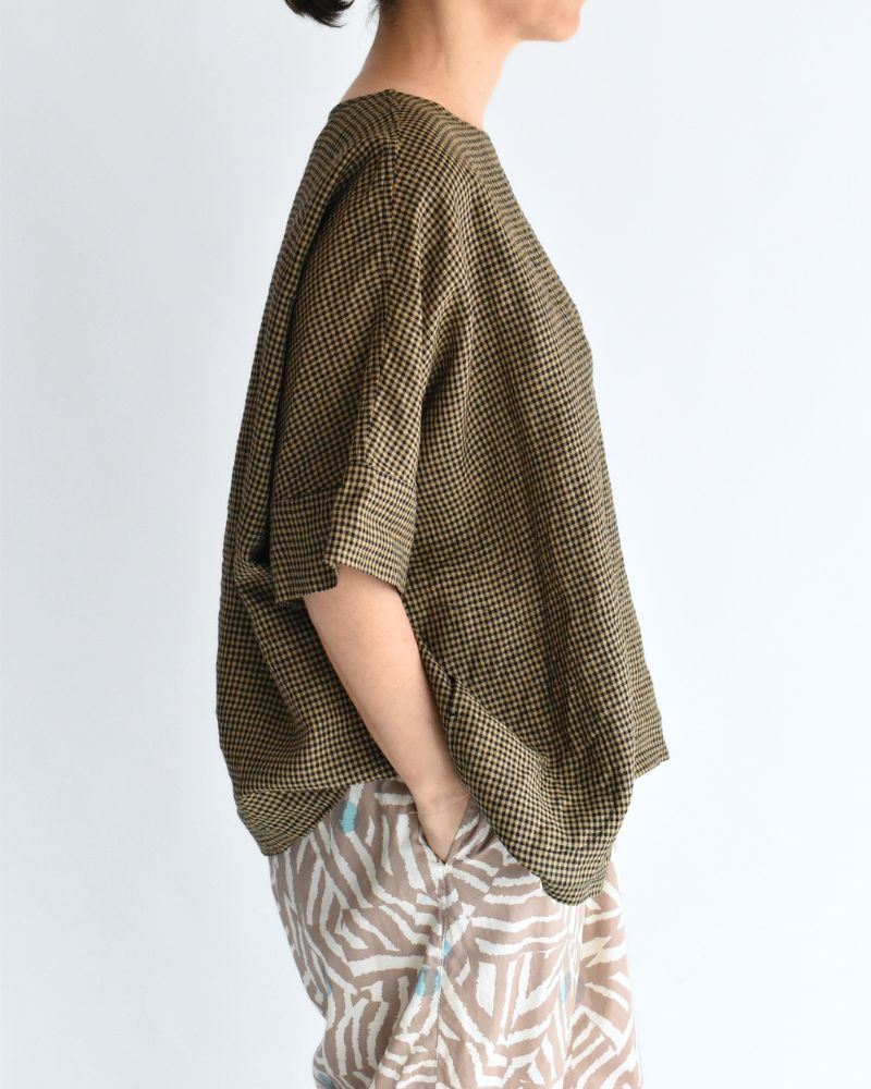 ワイドカフス Tブラウス Camel/Black