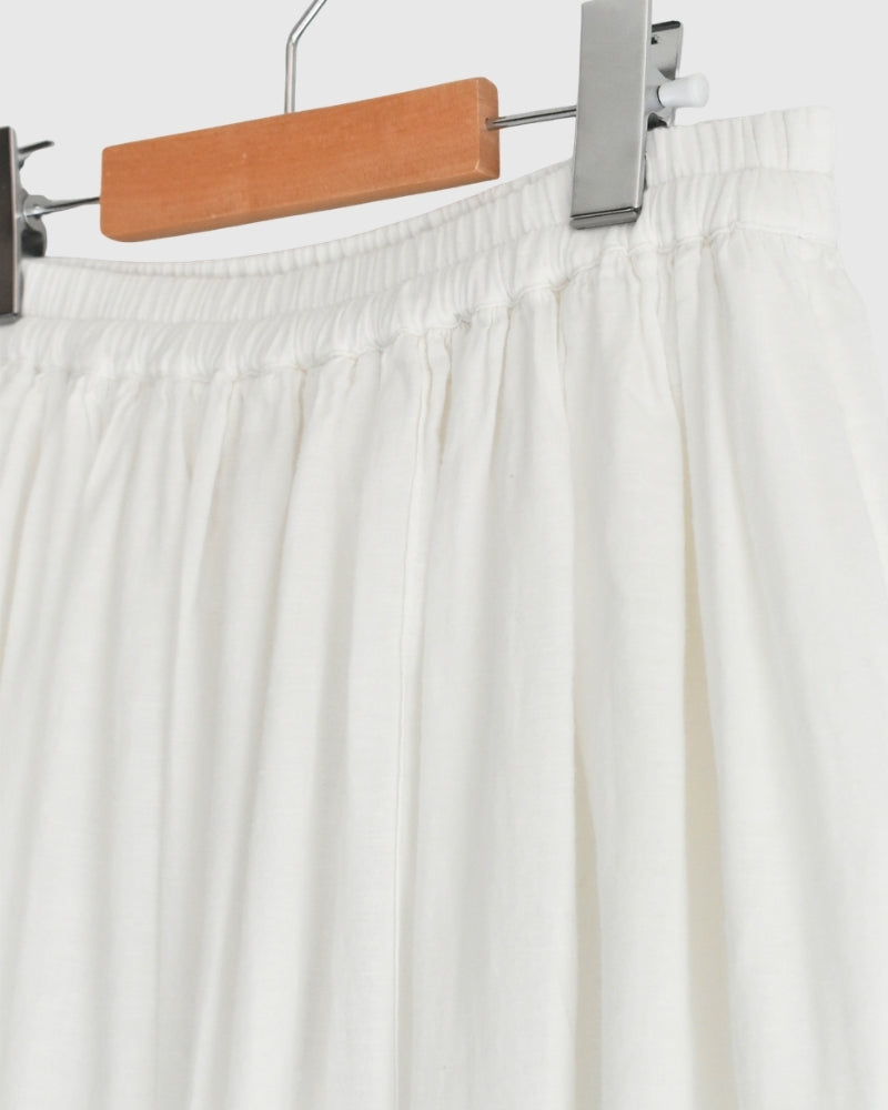 TWILL COTTON KHADI PLAIN GATHERED SKIRT White