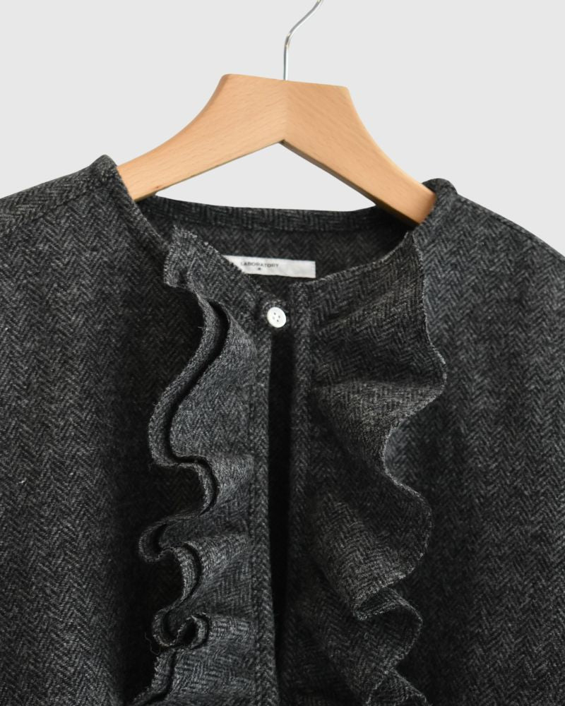 ツイードクワイエットフリルブラウス Black