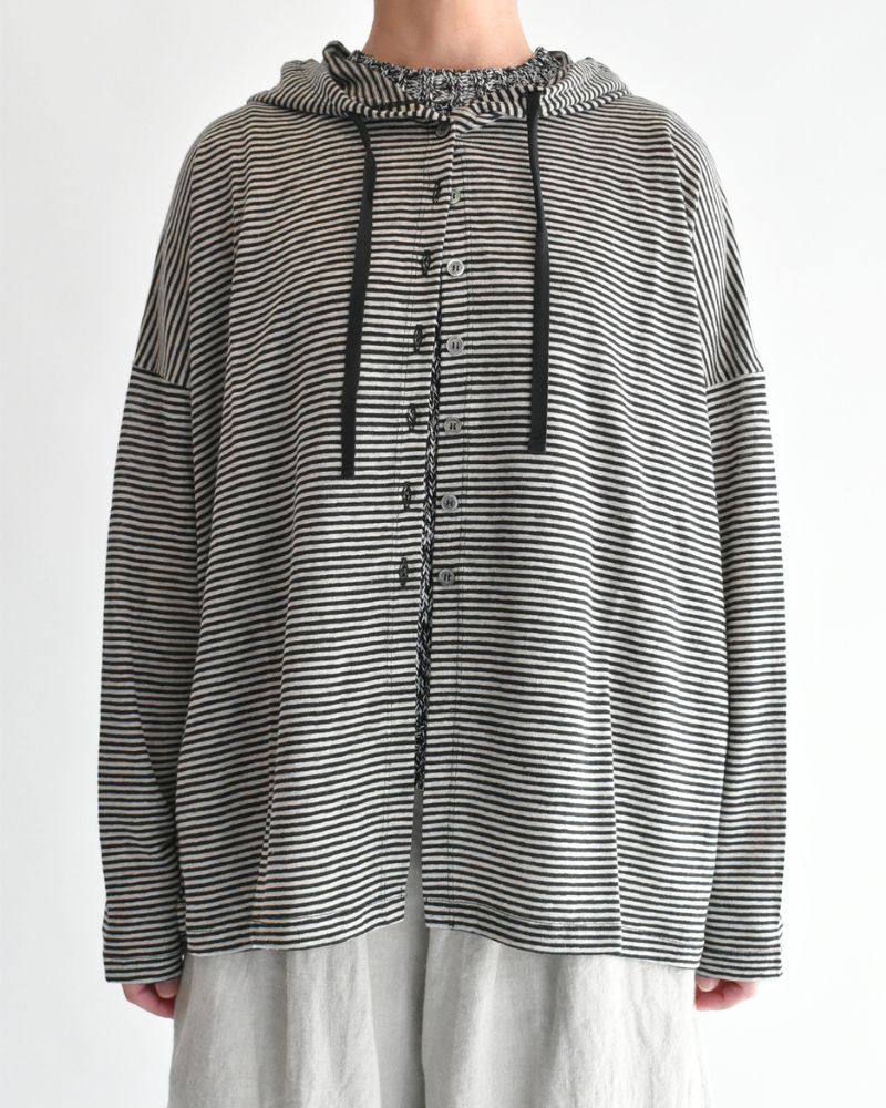 フードカーディガン（LINEN） Natural/Black
