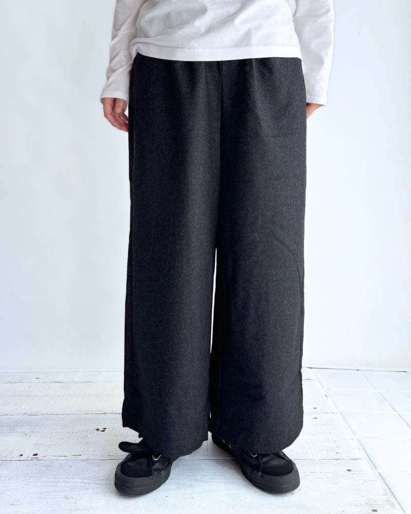 WOOL FLANNEL EASY WIDE PANTS Charcoal