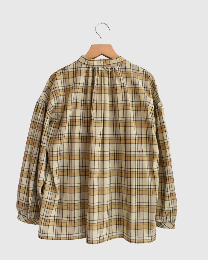 チェックヘンリーシャツ Beige/NavyCheck