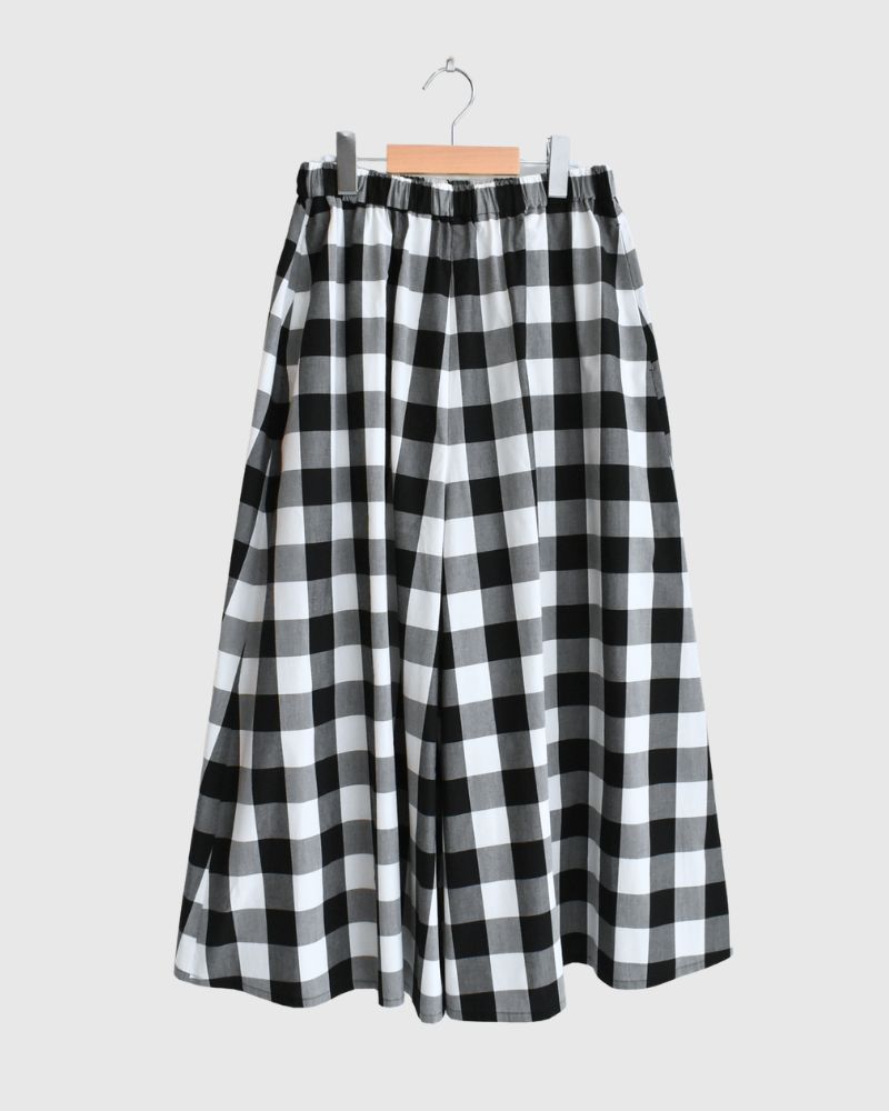 ブロックチェック キュロットパンツ White/Black