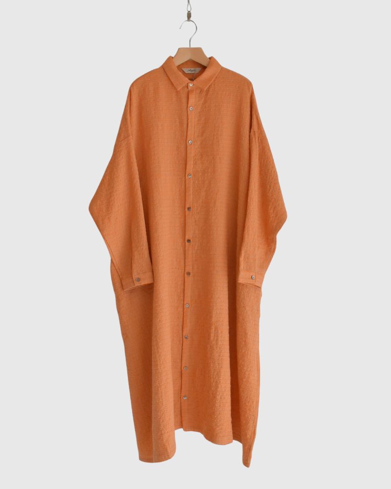 ウールコットン ギンガムドレス Orange/Mocha