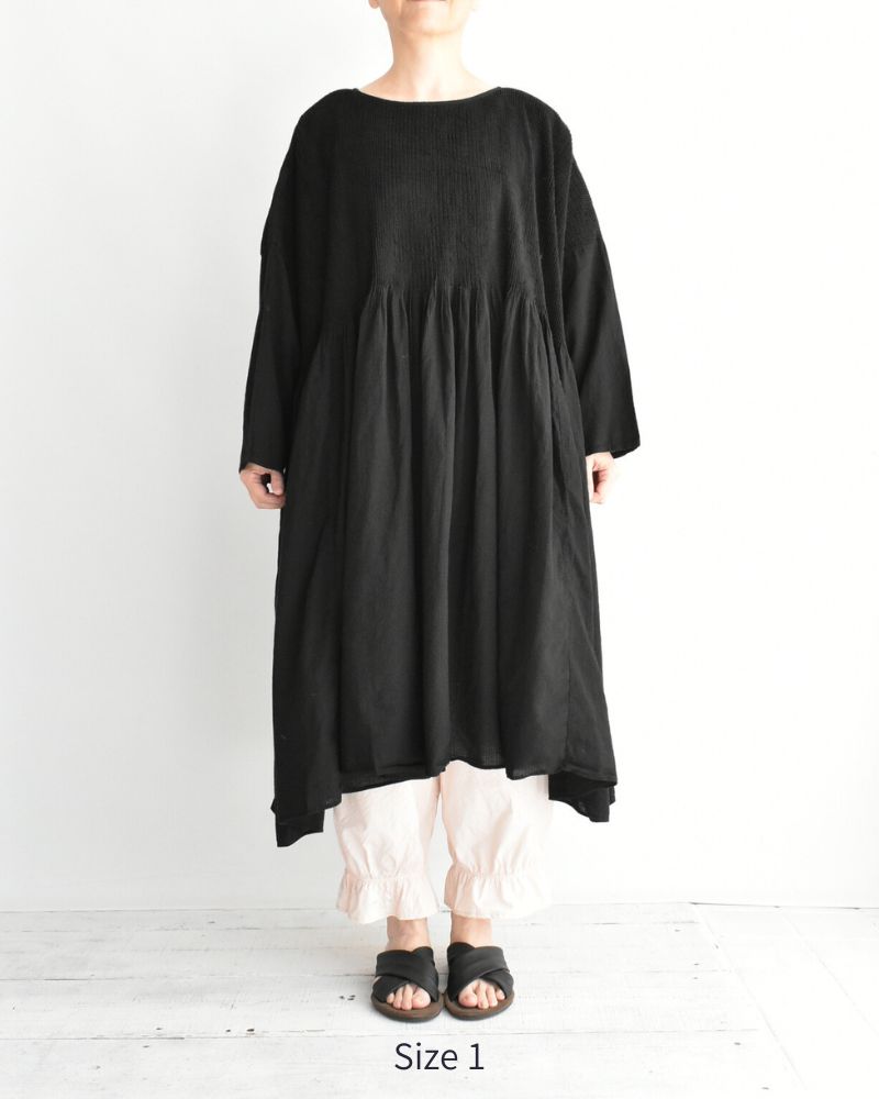 MINI PINTUCK PULLOVER DRESS Black