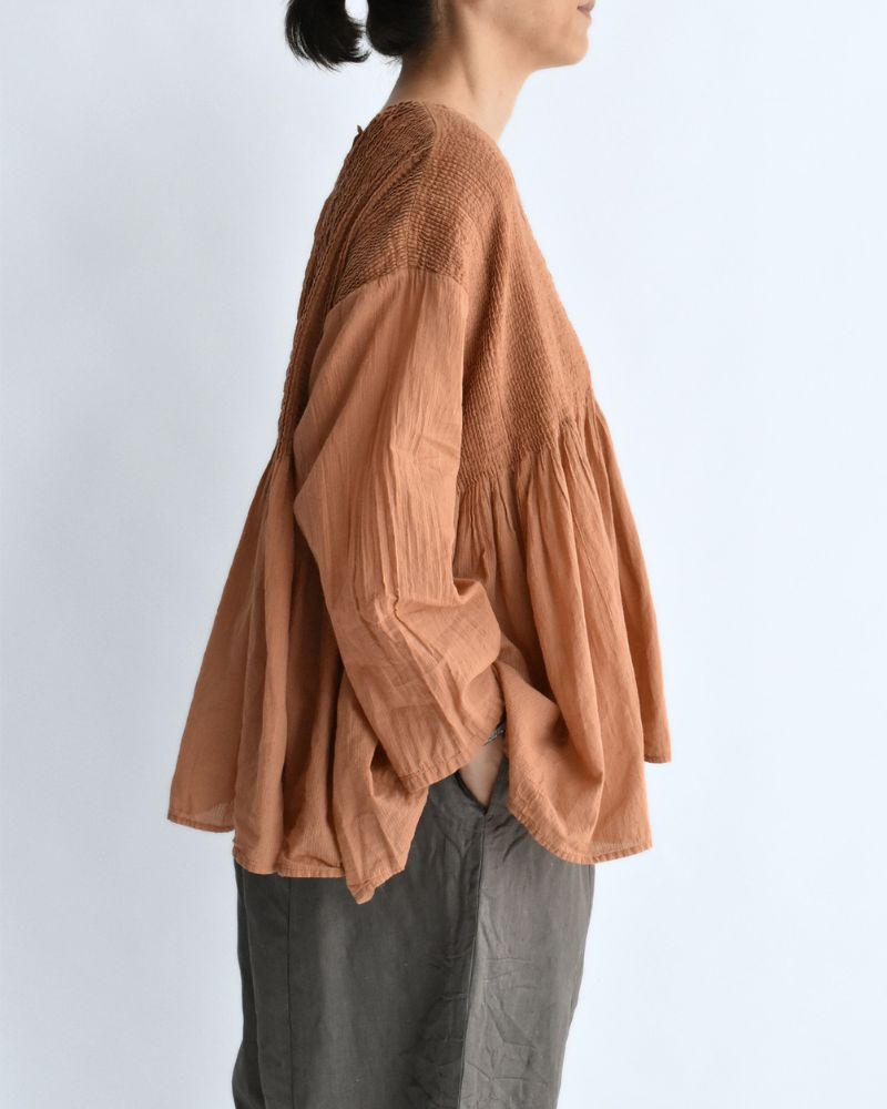 CREW-NECK 3/4 SL SHIRT WITH MINI PINTUCK DarkOrange