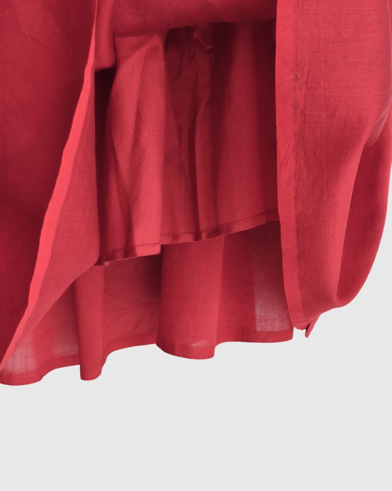 RAJASTHAN TUCK GATHERED SKIRT WITH LINING Red