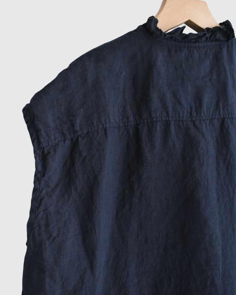 FRENCH/SL FRILL COLLAR SHIRTS Marine