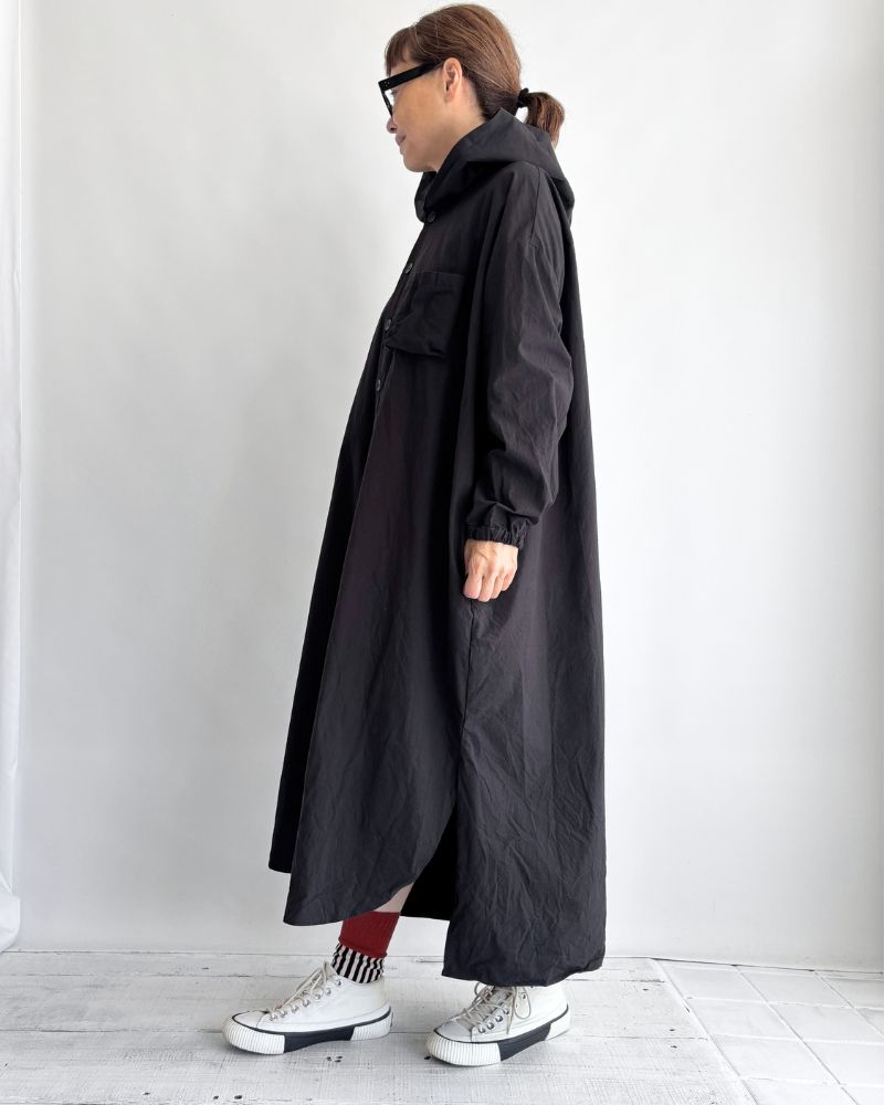 フードコートワンピース Black