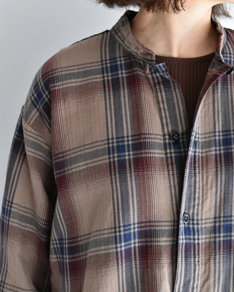 STAND COLLAR SHIRT Mocha