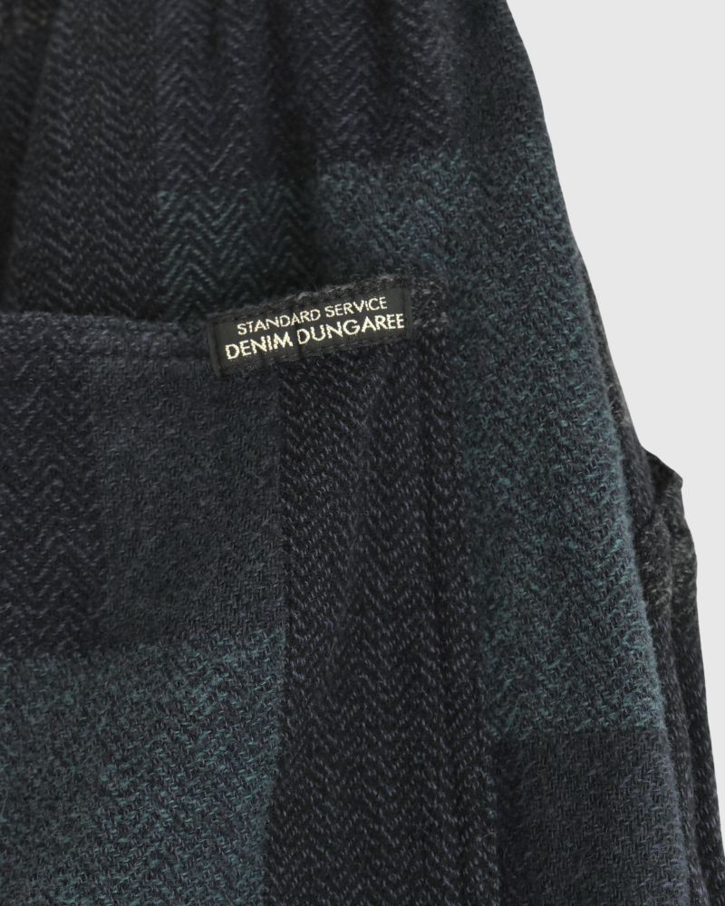 パッチワーク起毛チェックパンツ Navy