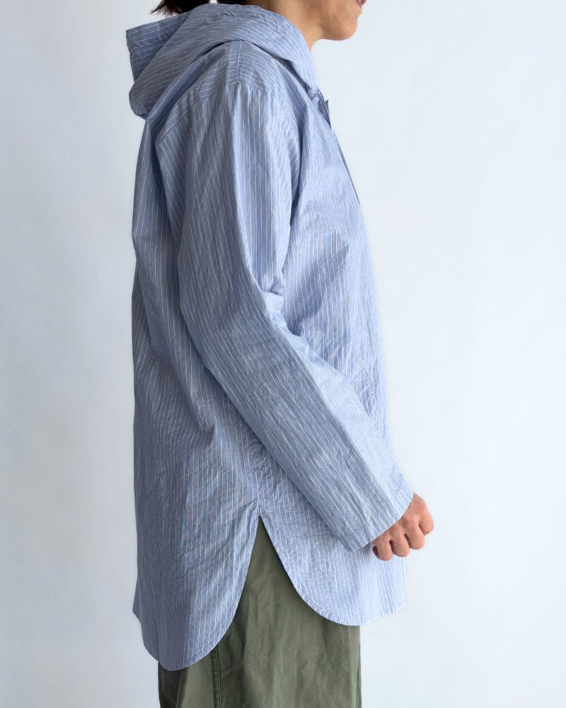 フーディシャツ White/Sax Stripe