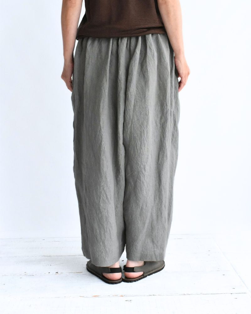 ワイドコクーン ギャザーパンツ（LINEN） Gray