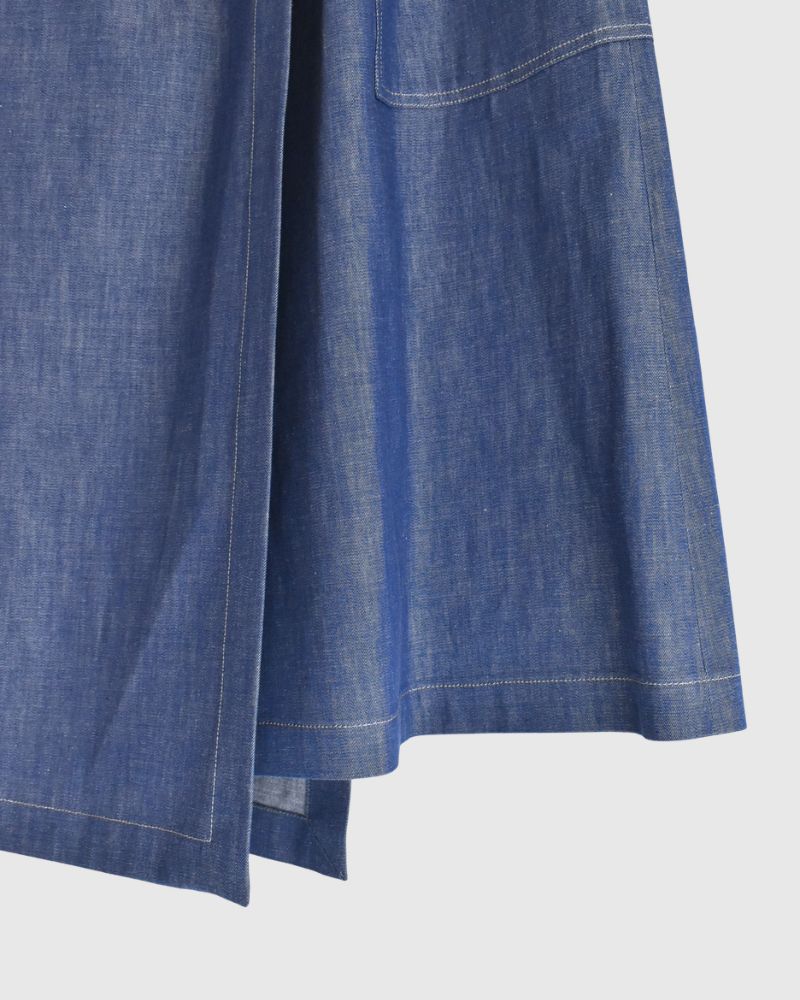 HEART-DENIM アシンメトリーラップ風スカート Blue