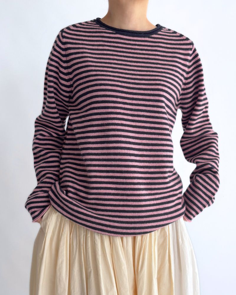 ボーダーニットプルオーバー Pink/Navy