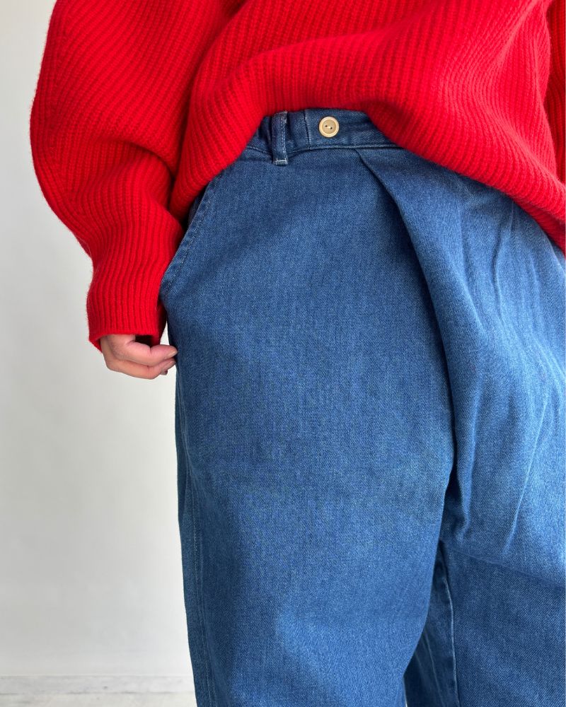 ブリーチデニム 2WAY裾イージーパンツ LightBlue