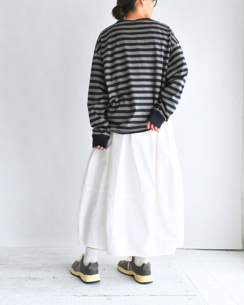 タック コクーンTシャツ Gray/Navy Border