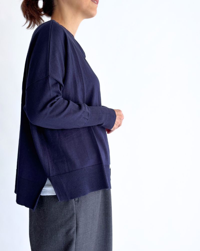 2WAYカーディガン InkNavy – コットン×シルク×カシミアの柔らかニット