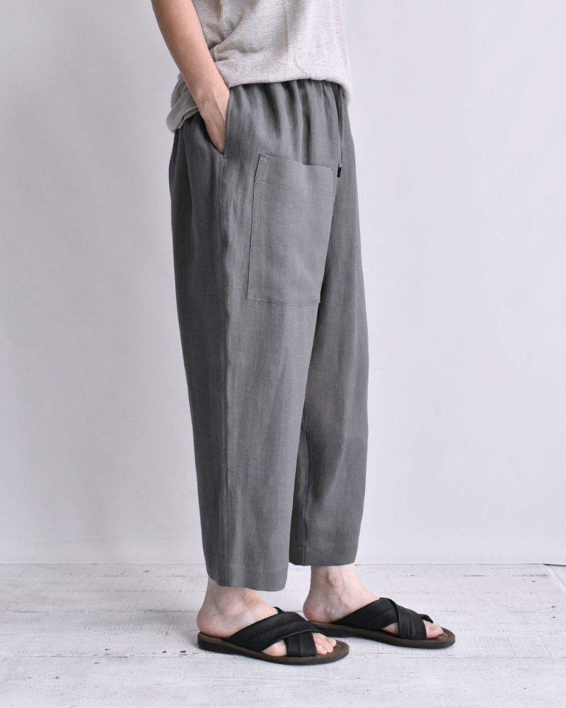 アシメポケットベイカーパンツ（LINEN） DarkGray
