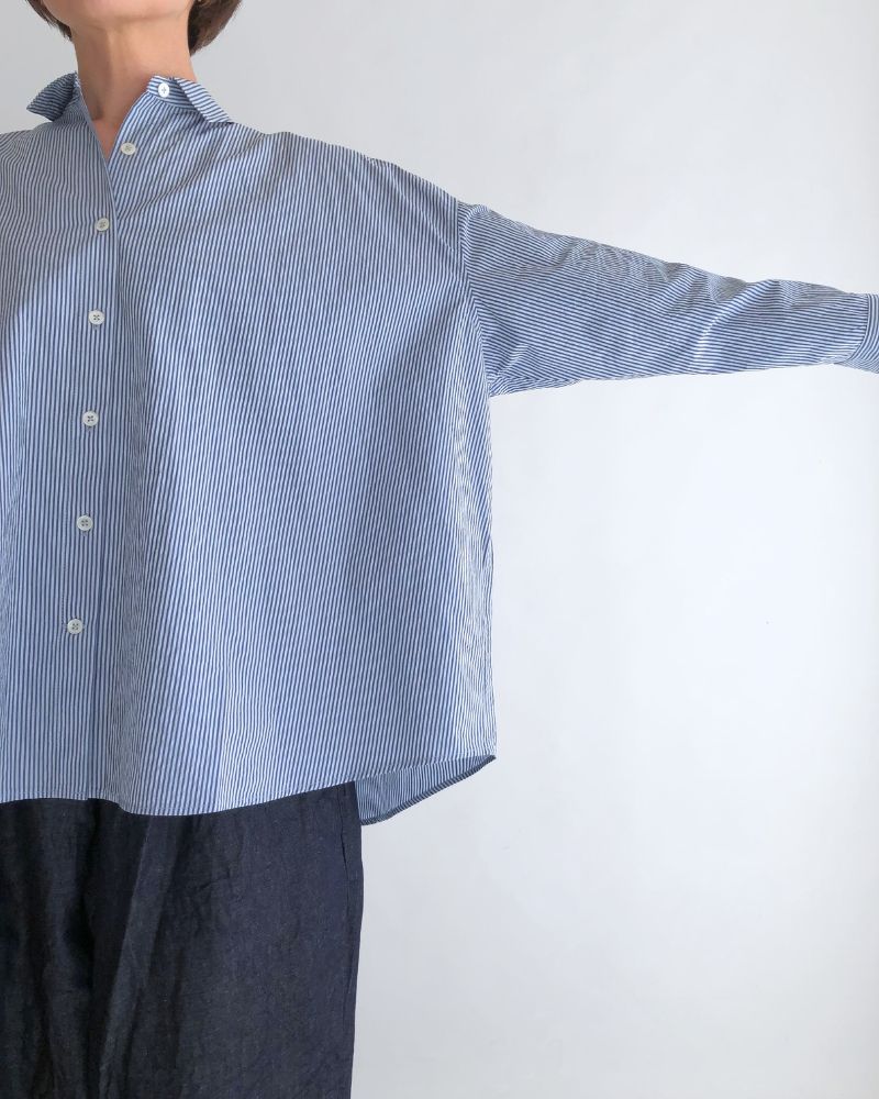 レギュラーカラービッグシャツ Sax/Navy