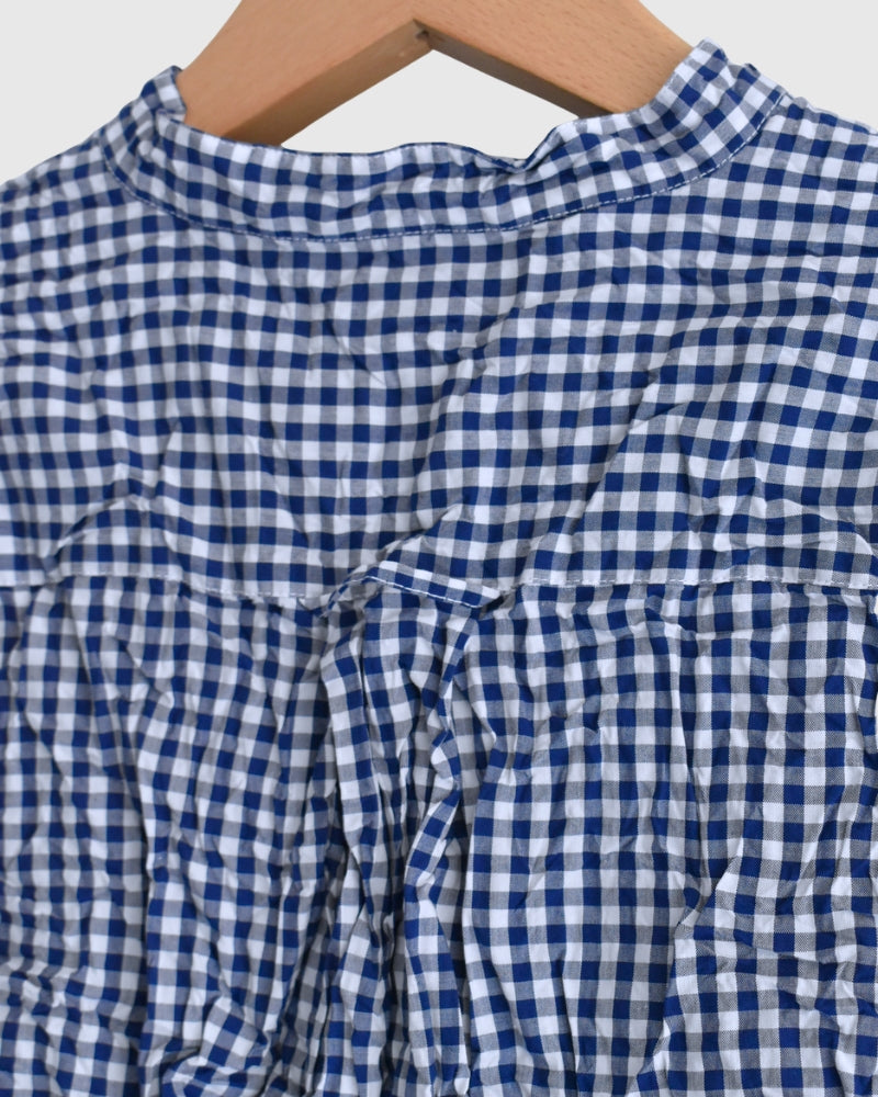 BANDED COLLAR L/SL OVERSIZED SHIRTS BlueGingham