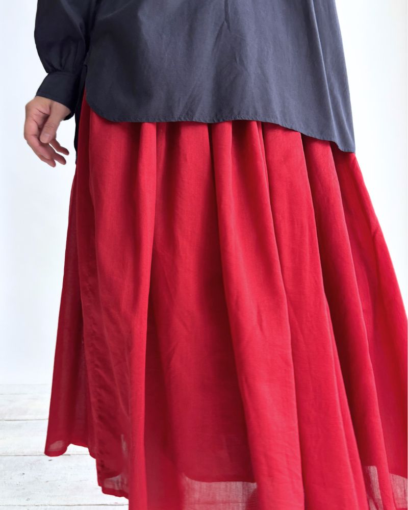 RAJASTHAN TUCK GATHERED SKIRT WITH LINING Red