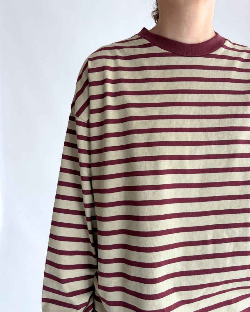 taco cotton ボーダーL/S Beige/Bordeaux