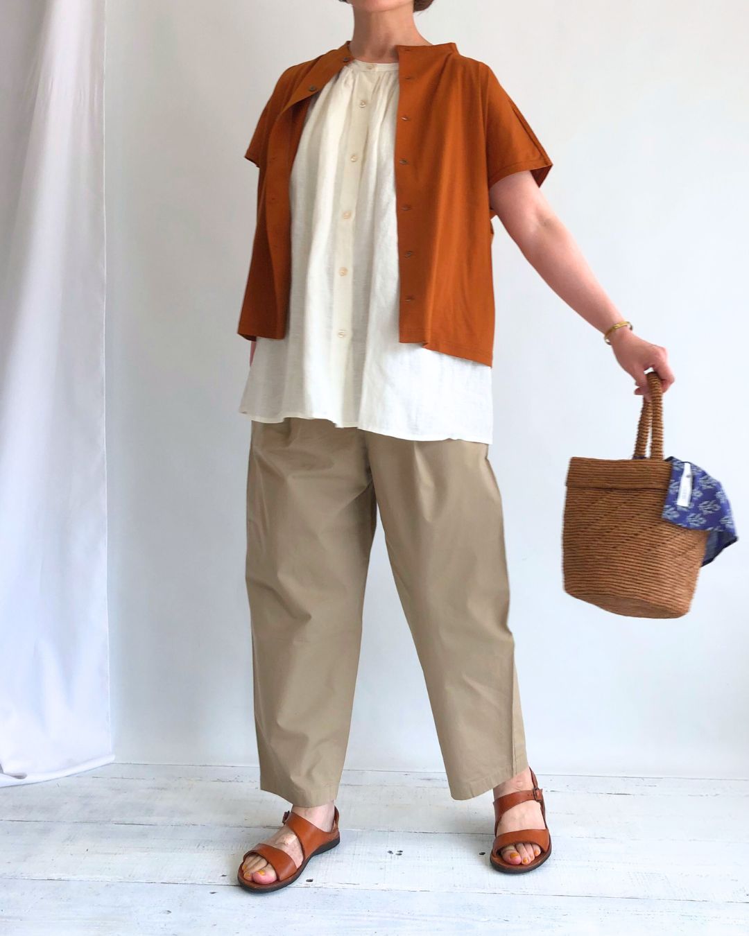 【sale】 70/2コンパクト天竺2wayカーデ　camel