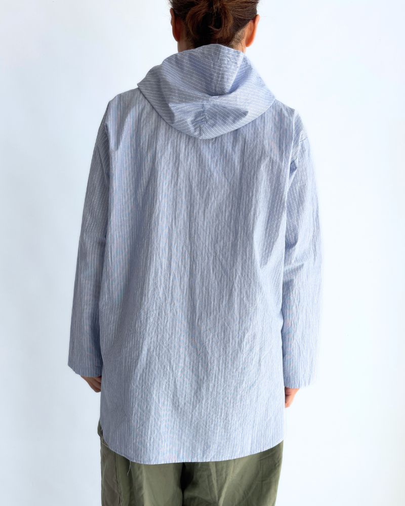 フーディシャツ White/Sax Stripe