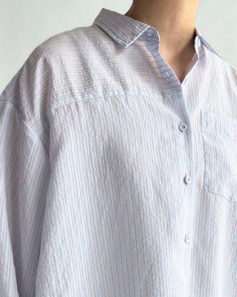 シアーストライプシャツ 'TESSA' Saxe