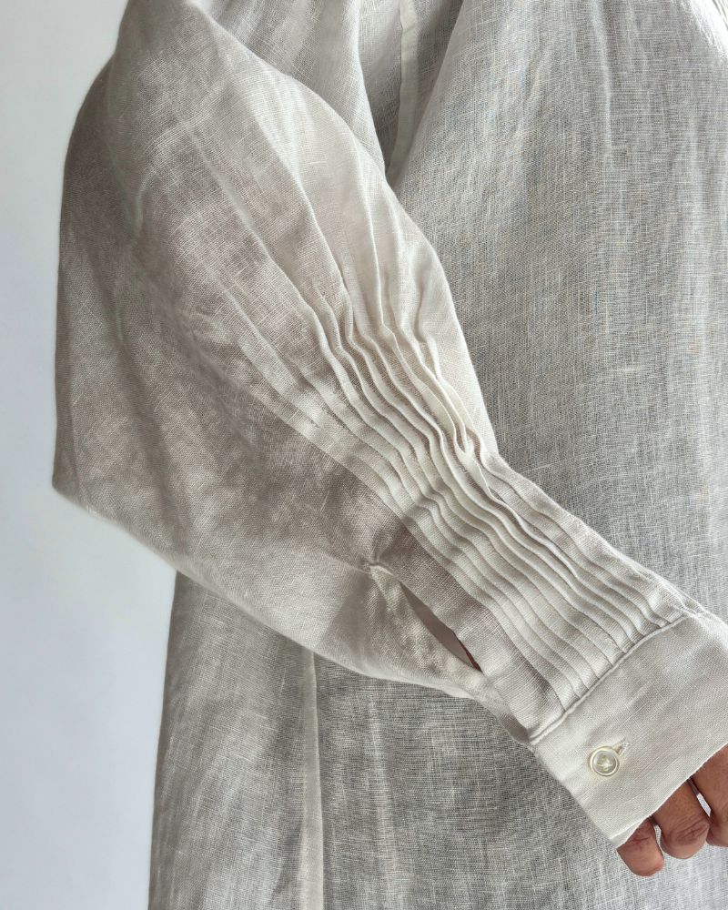 リネンタックシャツドレス White