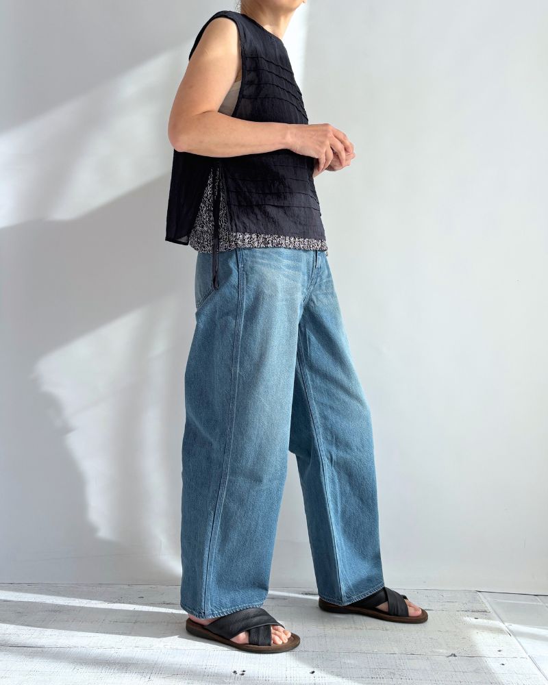 ボイル スリーブレスタックブラウス Navy