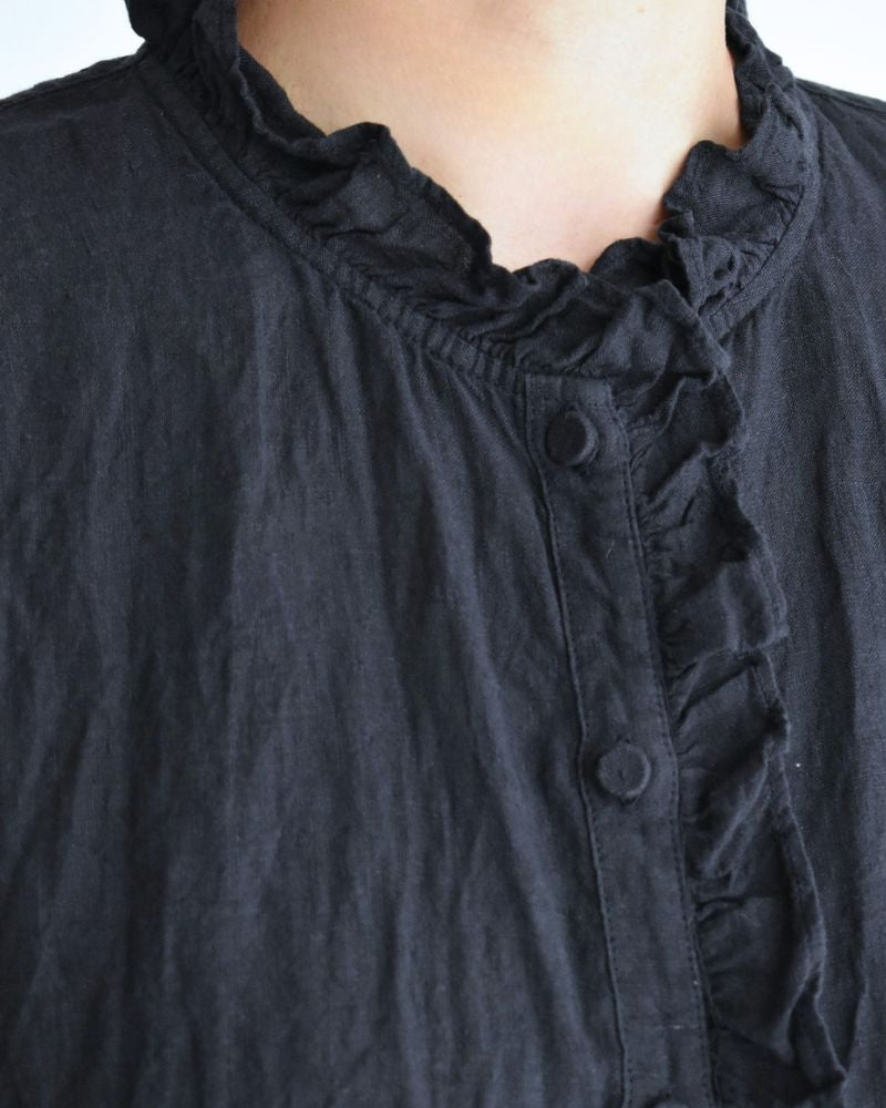 FRENCH/SL FRILL COLLAR SHIRTS Marine
