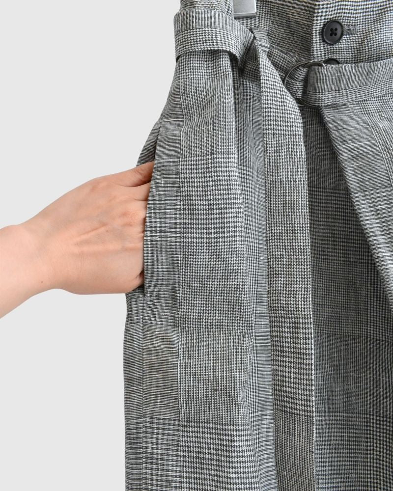 【sale】DREAMING グレンチェック リネンショートパンツ Gray