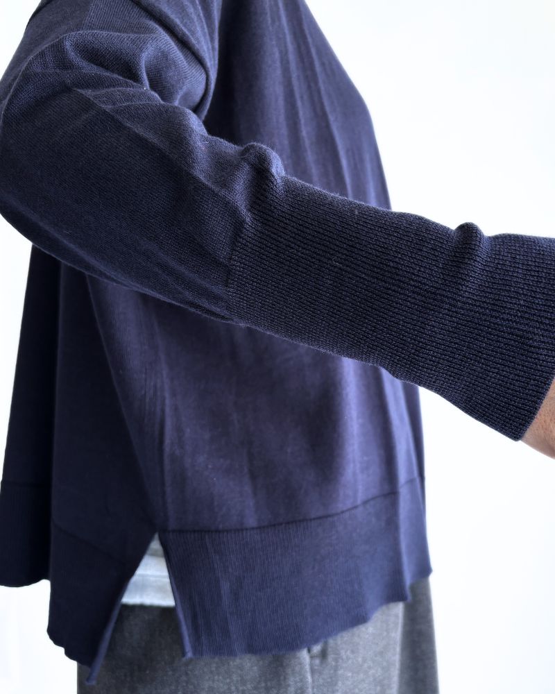 2WAYカーディガン InkNavy – コットン×シルク×カシミアの柔らかニット