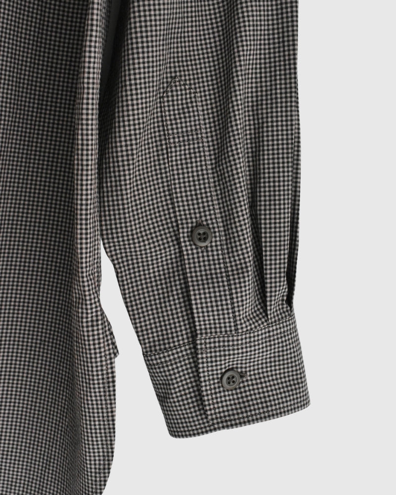 ユーティリティ バンドカラーシャツ BrownGingham