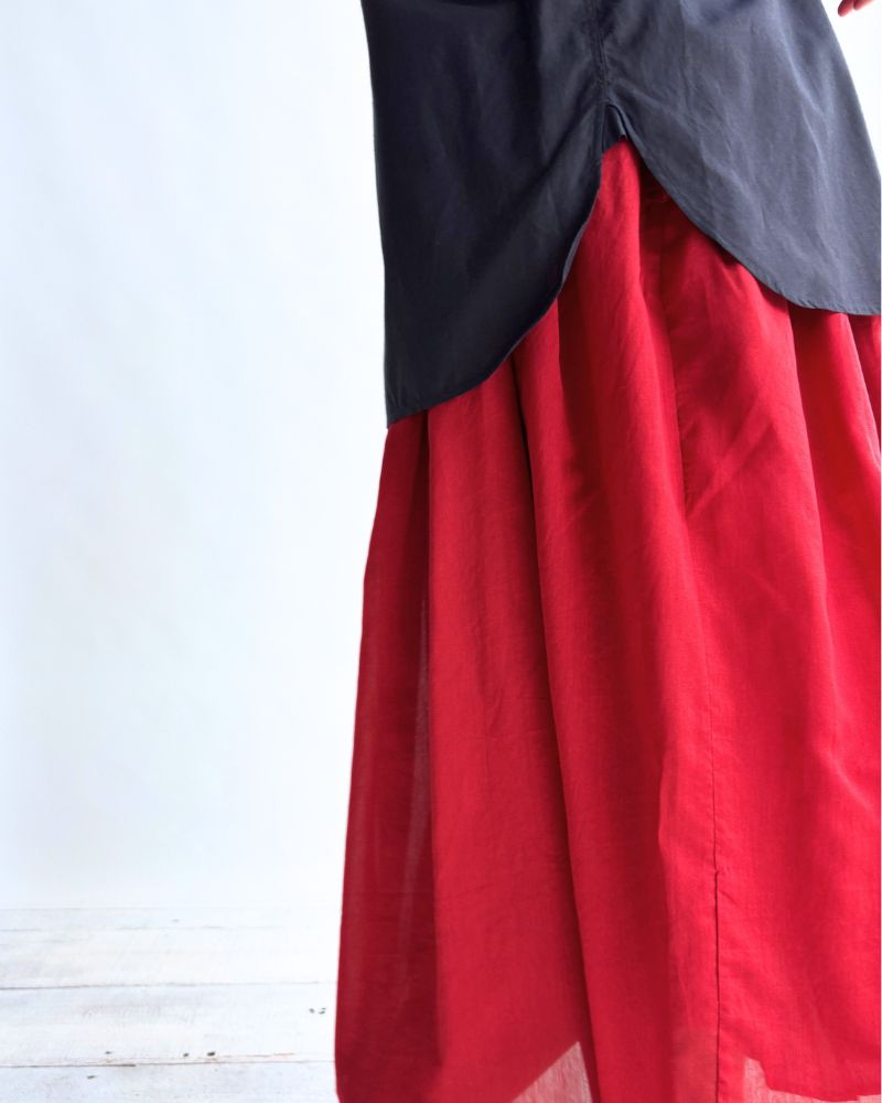 RAJASTHAN TUCK GATHERED SKIRT WITH LINING Red