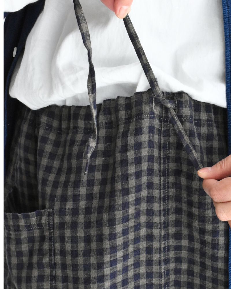 LINEN CHECK OVERDYE EASY SKIRT SmokeGray