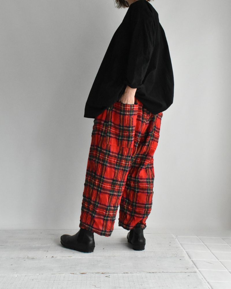 コットンウール タータンチェックパンツ Red