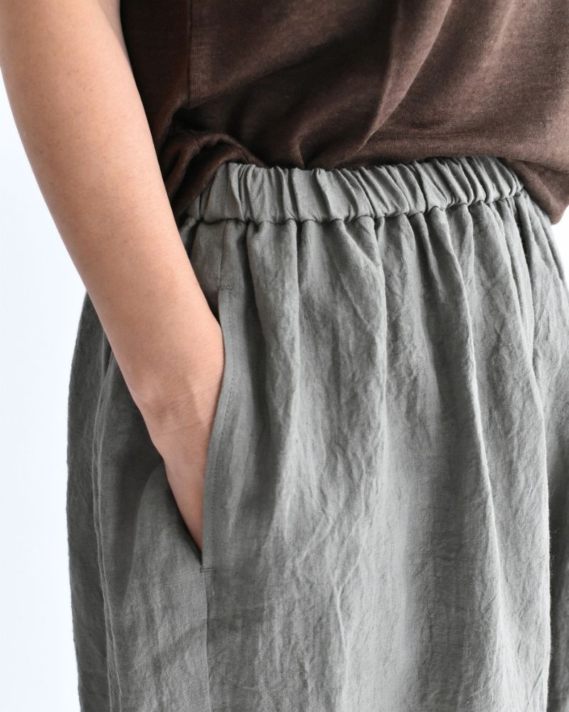 ワイドコクーン ギャザーパンツ（LINEN） Gray