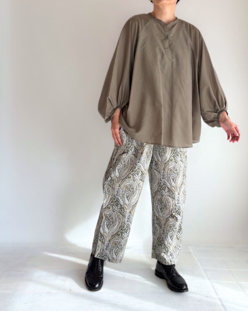 バルーンスリーブ ブラウス（コットンシルク） Khaki