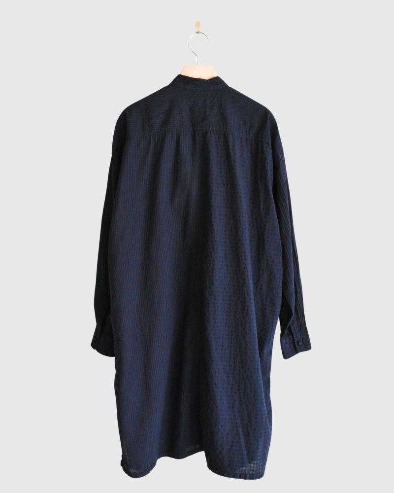80s ORGANIC CHECK COMBI OVERDYE / BALL BUTTON 4 POCKET LONG JACKET Navy