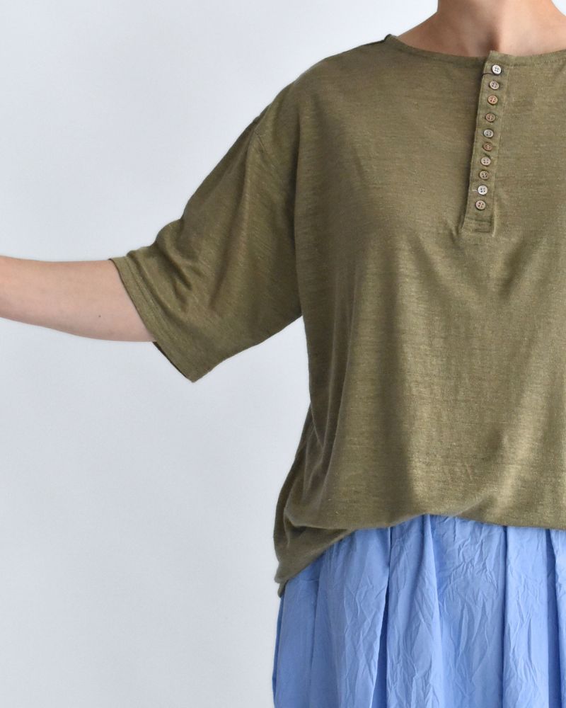 リネン2Wayヘンリープルオーバー Khaki