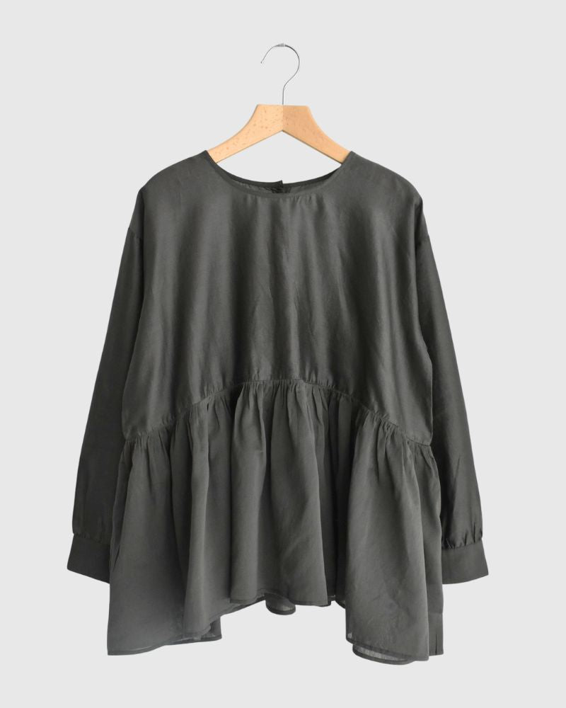 RAHASTHAN TUCK GATHERED PULLOVER Gray