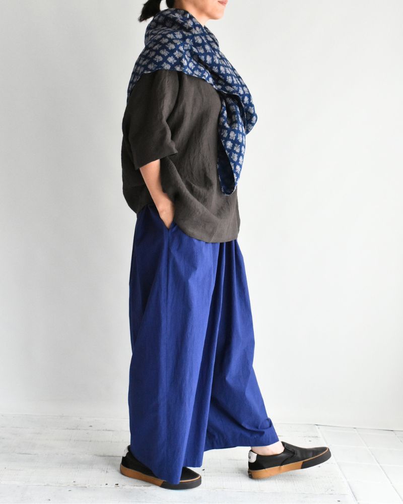 ボートネックワイドブラウス（LINEN） Brown
